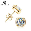 Simple Women Jewelry 925 Sterling Silver D Color VVS 6.5mm 1.0ct Moissanite Bezel Square Stud Earrings with GRA Certificate