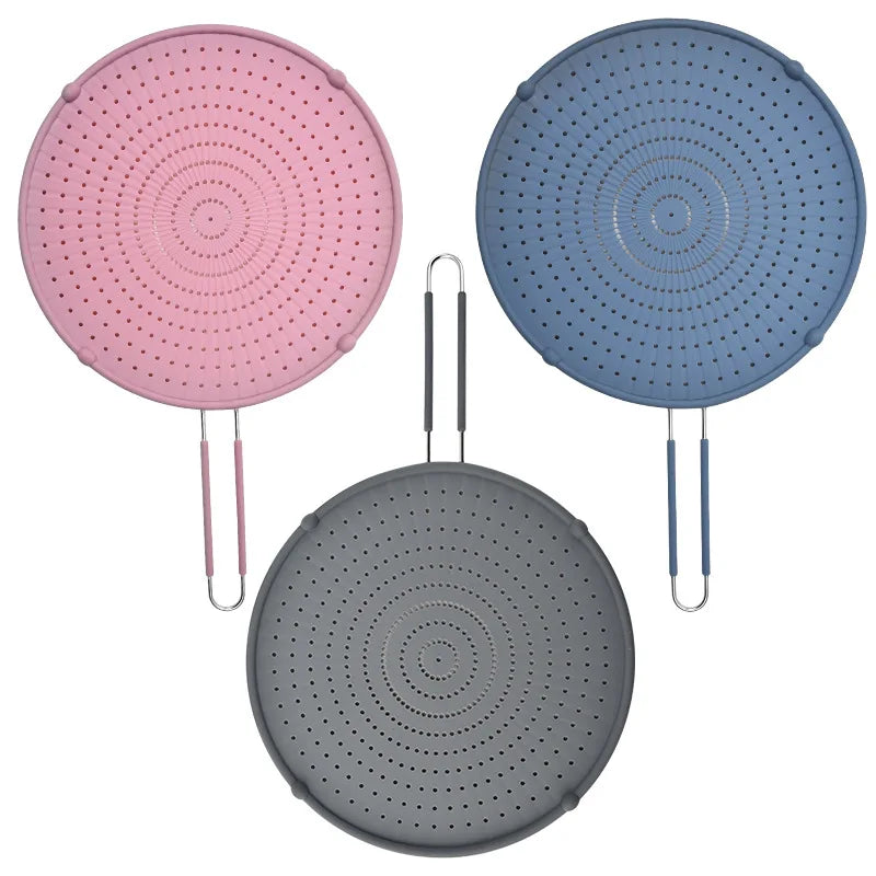 Anti Splatter Shield Guard Cooling Mat Drain Board Strainer Silicone Splatter Oil Splash Guard Frying Pan Heat-Resistant Screens