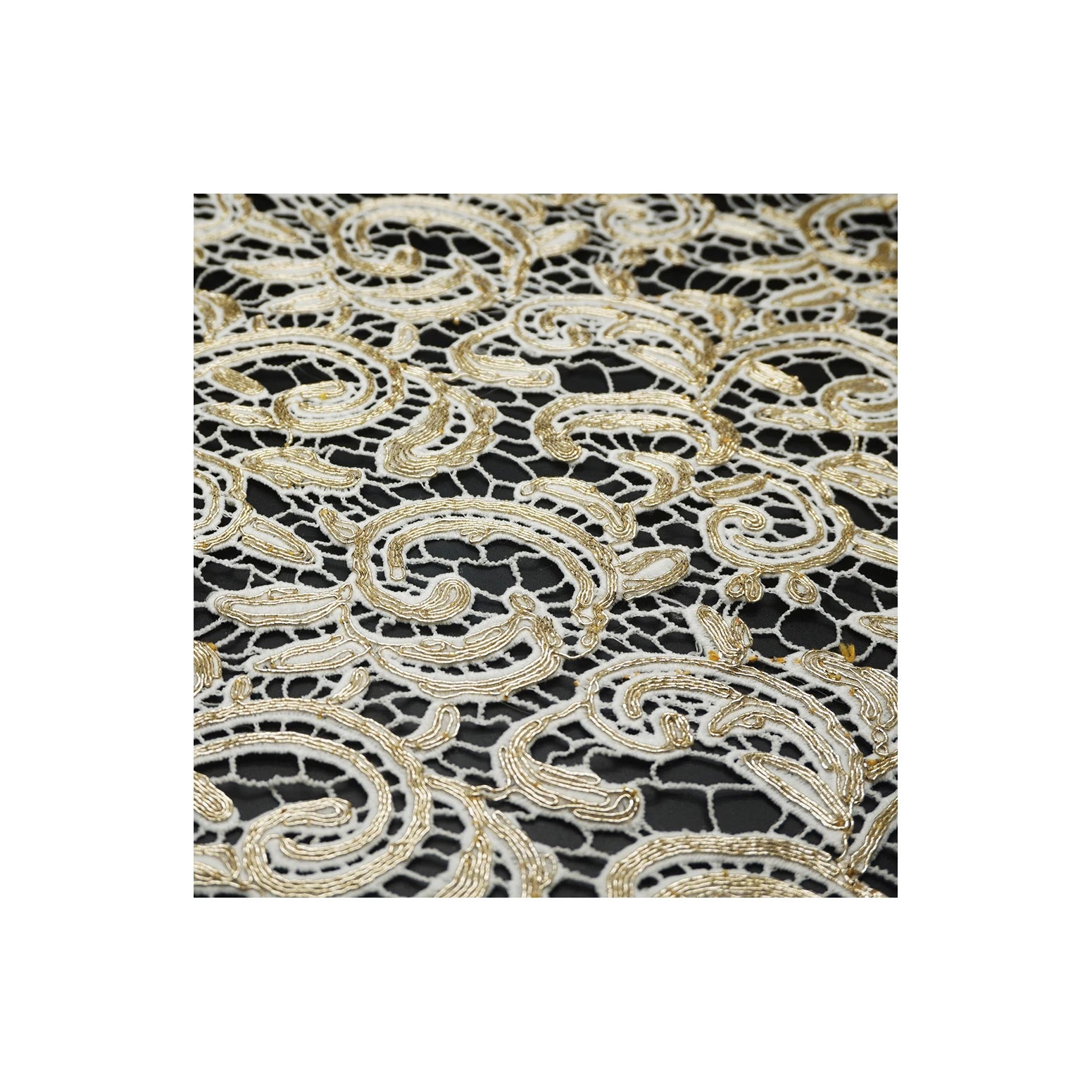 Factory Supplier Fashion Design African Gold Bridal Lace Fabric Water Dissolving for Wedding Dress