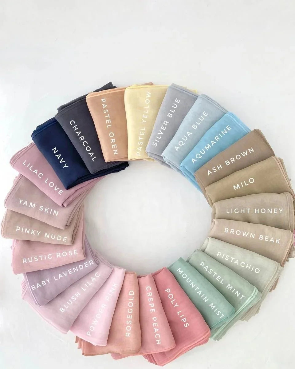 110*110 Cm Premium Cotton Voile Scarf  Cotton Voile Plain Square Hijab Scarf Tudung Bawal
