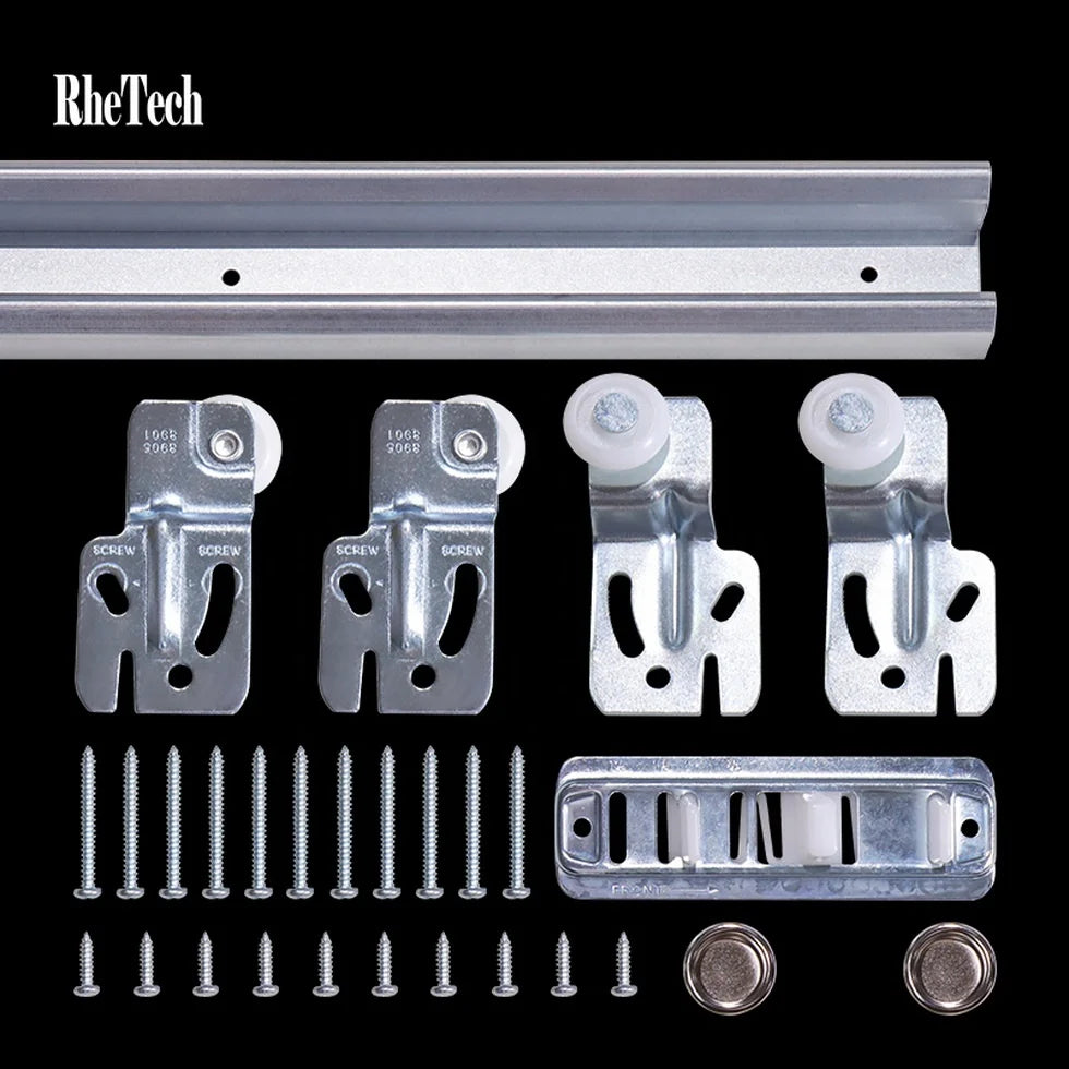 RHETECH Industrial Barn Door Hardware Kit Durable Galvanized Steel Sliding Door Kits for Bedroom Kitchen Living Room