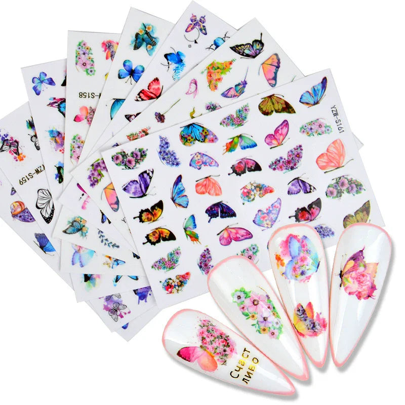 Flowers Shape Nail Sticker Luxury Brand Self-Adhesive for Women Nail Art Decoration 3D Nail Art Stickers Decals
