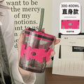 Gift Glass Wedding Gift Cup Making logo Portable Water Cup New Creative with Letter Cup Set Straw Double Drink Home Water Bottle