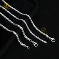 Fine Jewelry 925 Sterling Silver Twisted Rope Chain 3mm Real Solid 925 Silver Twist Rope Chain for Men Women