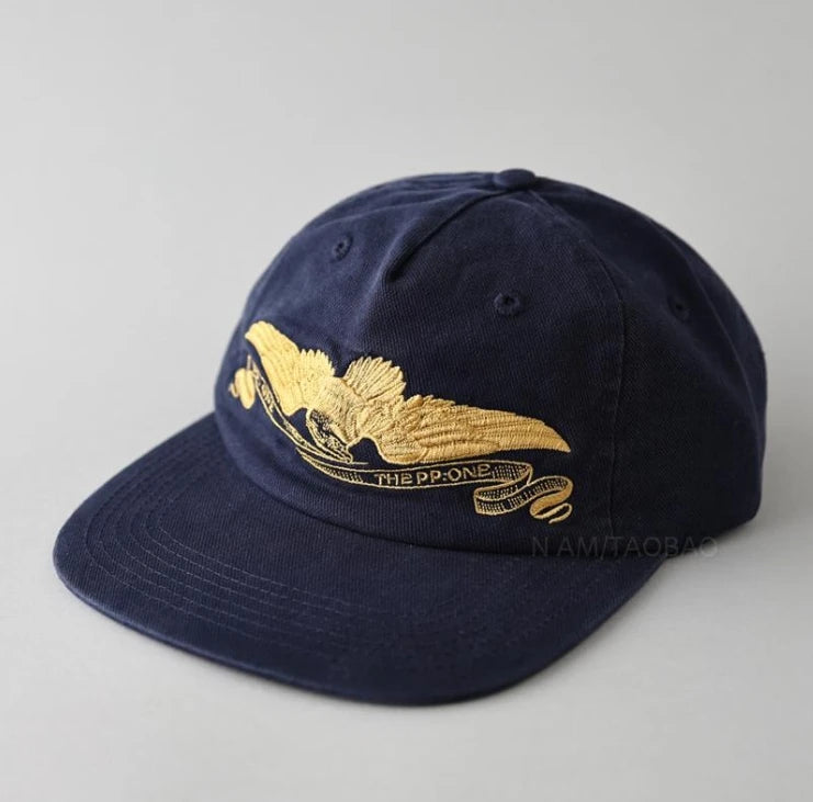 Custom Washed Cotton Unisex Dad Hat Flat Brim Snapback 5 Panels Soft Baseball Unstructured Metallic Gold Thread Logo Sports Caps