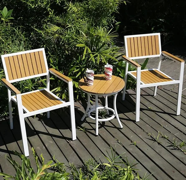 Popular Aluminium Alloy Outdoor Dining Chair Hot Sale Restaurant Terrace Furniture Plastic Wood Chair and Table