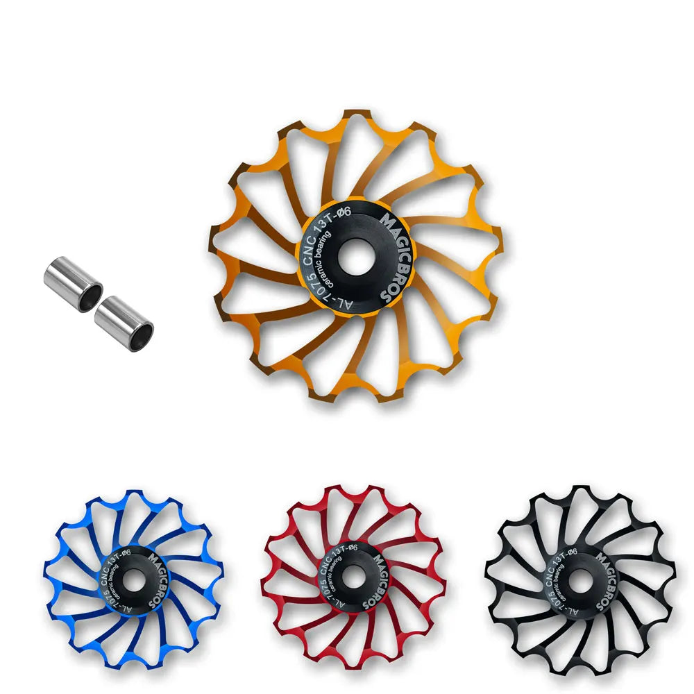 Magicbros 11T 13T MTB Road Bike Guide Roller Rear Derailleur Aluminum Alloy Transmission Bicycle Wheel Ceramic Bearing Pulley