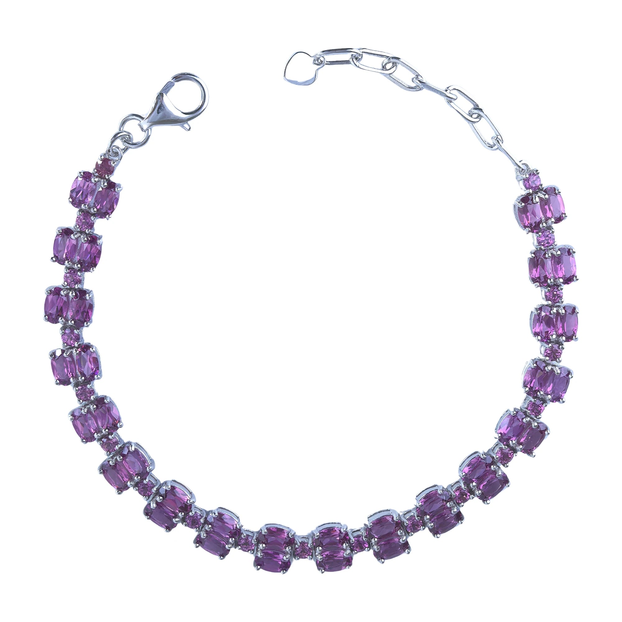 Factory Wholesale Rhodium Plated 925 Sterling Silver Natural Pyrope Bracelet for Women Birthday Gift Party Wear