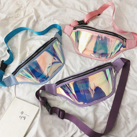 2026 Wholesale Hot Selling Holographic Laser Waist Bag Clear Bum Bag Reflective Transparent PVC Fanny Pack for Women