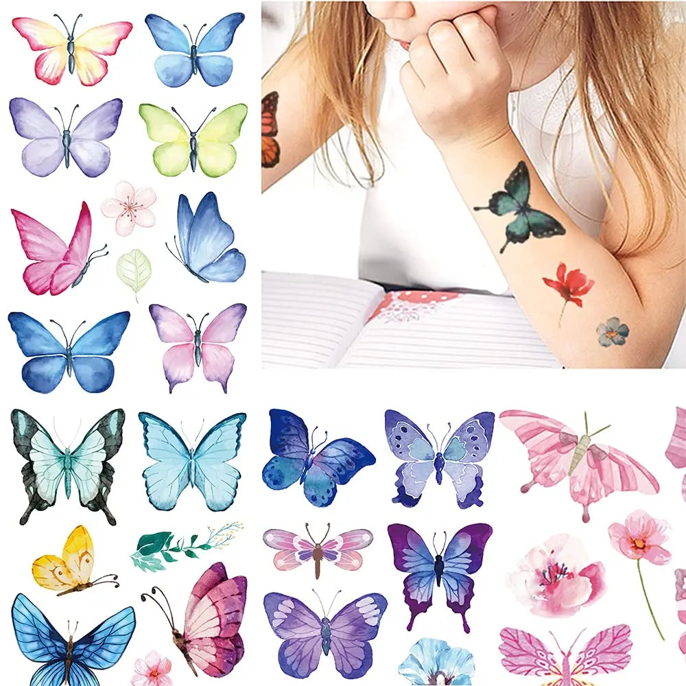 Temporary Tattoos for Kids Waterproof Cartoon Animals Butterflies Mermaid Dinosaur Tattoo Stickers