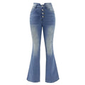 2023 Women New Arrivals Bell-Bottom Blue Jeans Tight Fitting Middle Waist Long Jeans