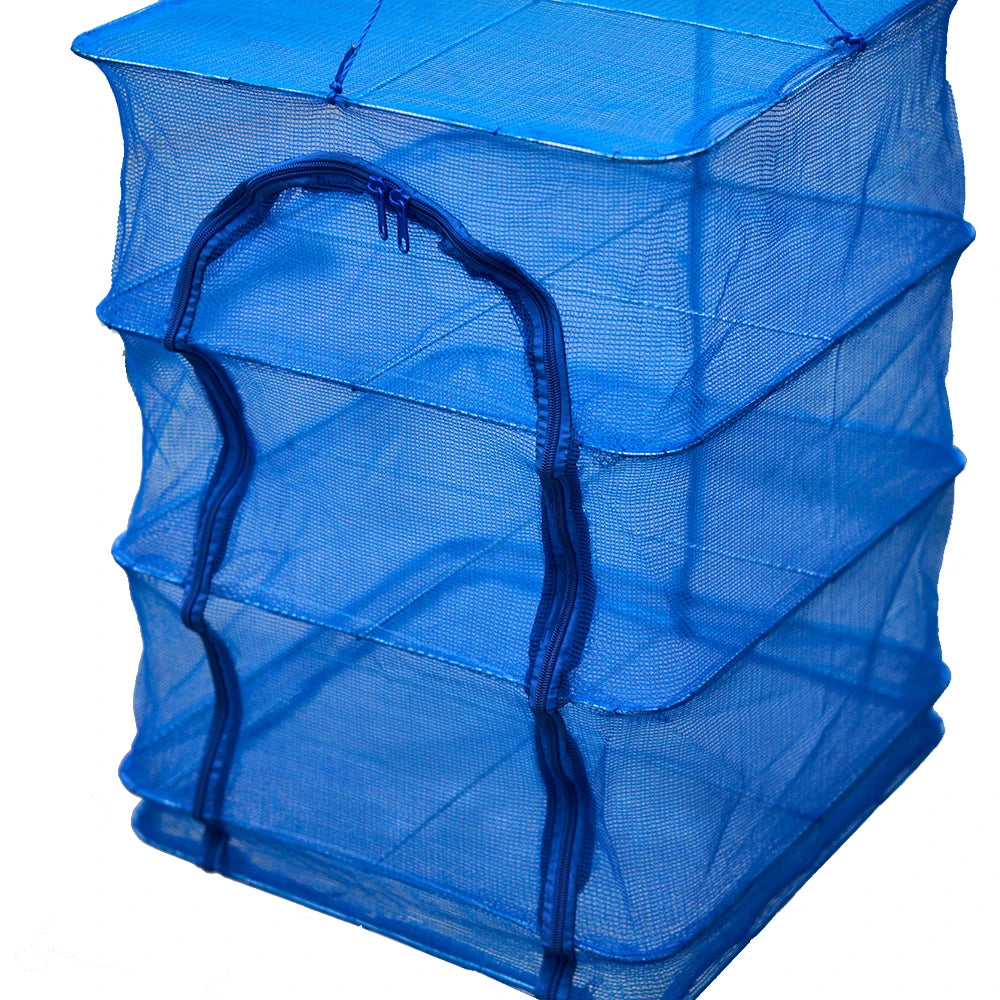 Collapsible PE Navy Blue Wire Double Knot Customizable Size Fishing Folding Drying Cage Mesh