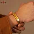 Vintage Trend Unisex Zircon Hook Gold Plated Stainless Steel Personality Hip Hop Exaggerated Punk Bracelet