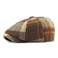 Men Women Winter Warm Ivy Cap Outside Windproof Woolen Flat England Vintage Plaid Driving Hat