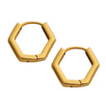 Wholesale Korean Style Fashion Trend 18K Gold Plated Stainless Steel Earring Women U-Shaped Polygon Hoop Earrings Set