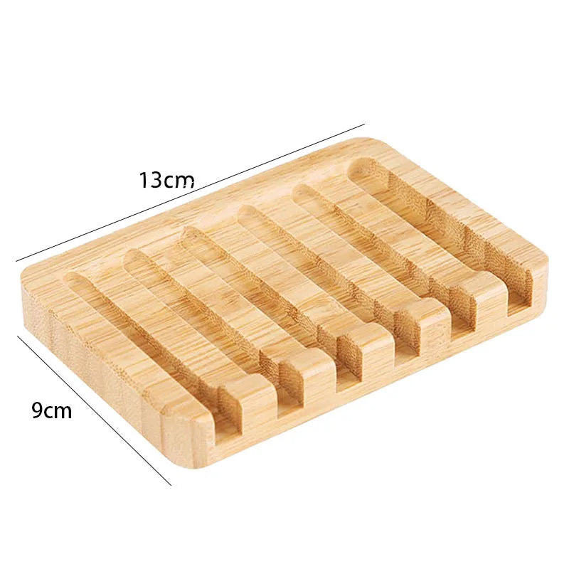 Bamboo Material Round  Rectangular Drain Bamboo Soap Dish  Box Tray  Holder