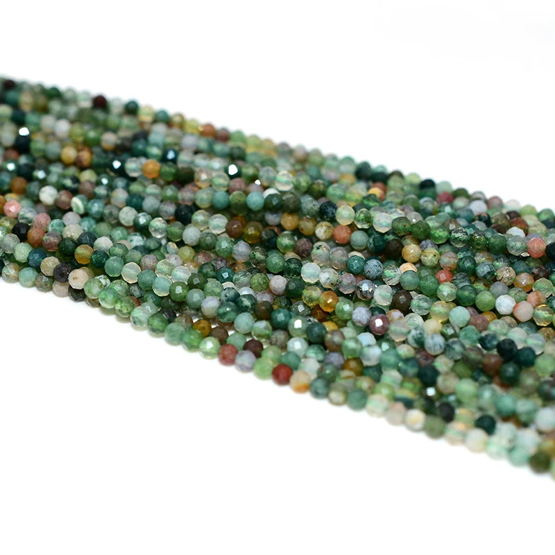 Factory Wholesale 3mm Faceted Natural Indian Agate Gemstone Beads Loose Stone Strands for DIY Jewelry Making