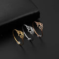 Lotus Flower Finger Rings Women Shiny Stainless Steel Casual Ring Gold Color Wedding Anniversary Jewelry Birthday Gift