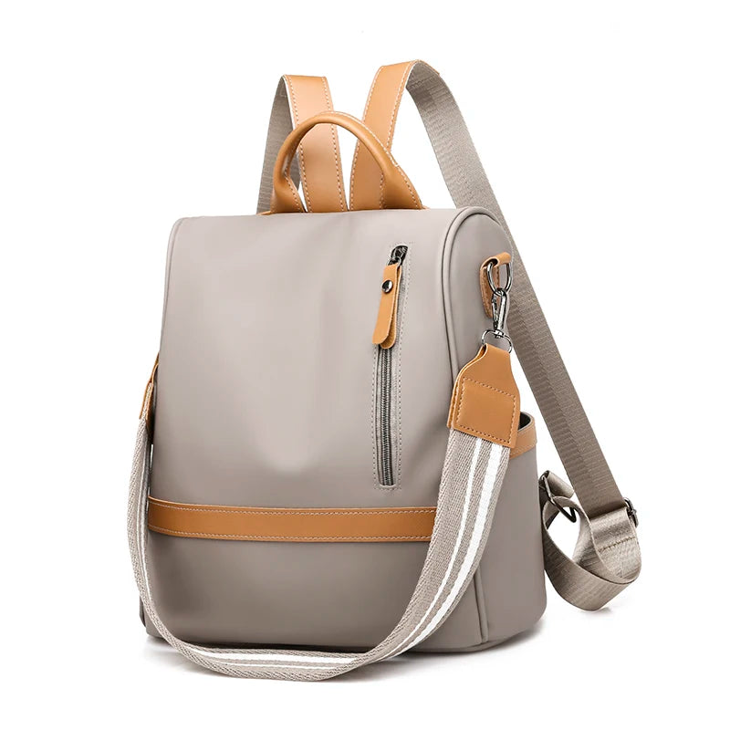Custom Leather logo Waterproof Oxford Anti Theft School Bags Traveling Women Backpacks for Girls