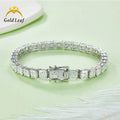 Goldleaf Fine Jewelry Men's Hip Hop Platinum Plated 925 Sterling Silver Luxury Princess Cut VVS Moissanite D Color Bracelet