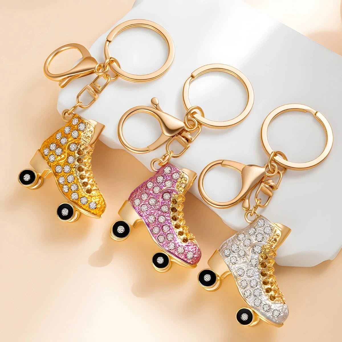 Factory Price Keychain Roller Skates Shape Metal Key Ring School Supplies Car Bag Phone Accessories Key Chain Keyring