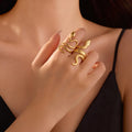 Solid Gold Jewelry Women Stainless Steel Pvd Gold Snake Ring Open Adjustable Statement Finger Rings