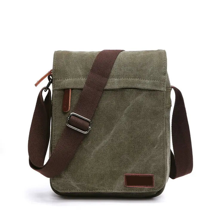 Small Mini Custom Print Logo Vintage Cotton Canvas Side Sling Crossbody Luggage Travel Shoulder Messenger Bag for Men Women