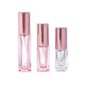 Empty 5ml 9ml Small Rectangle Refillable Glass Perfume Spray Bottle With Rose Gold Aluminum Sprayer Top