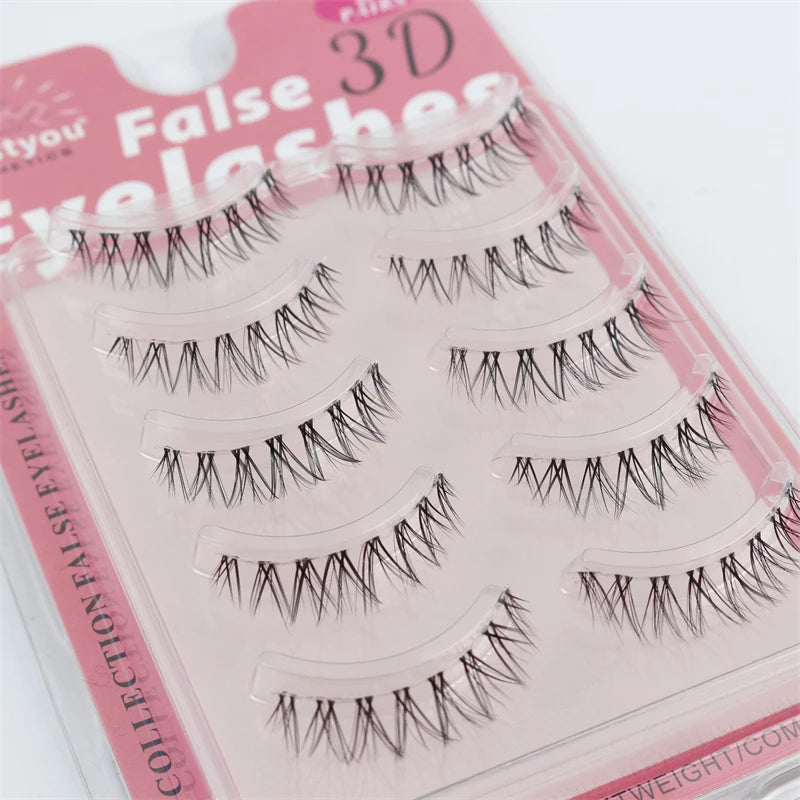 Abestyou 5pairs 8mm Short Lashes Invisible clear Band Comfortable Faux Cils Mink 3D False Eyelashes Maquillajes Para Mujer