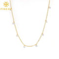 New Arrival Simple Diamond Female Stainless Steel Choker Chain Gold Plated Zirconia Pendants Necklace Charms