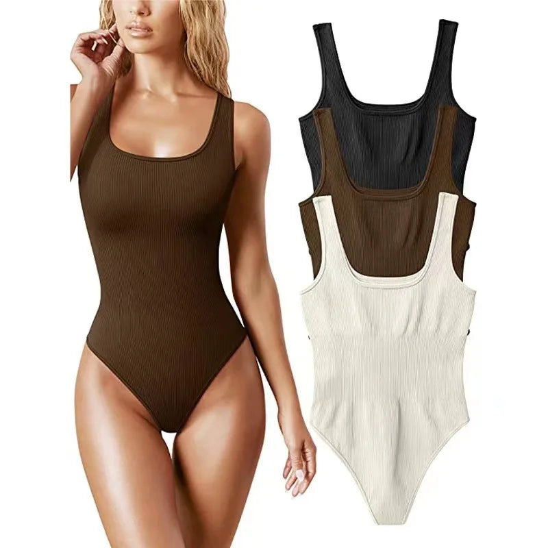 Europe and the United States Hot-selling Seamless Thread Vest Waist Waist Hip Shaping Round Collar Onesie