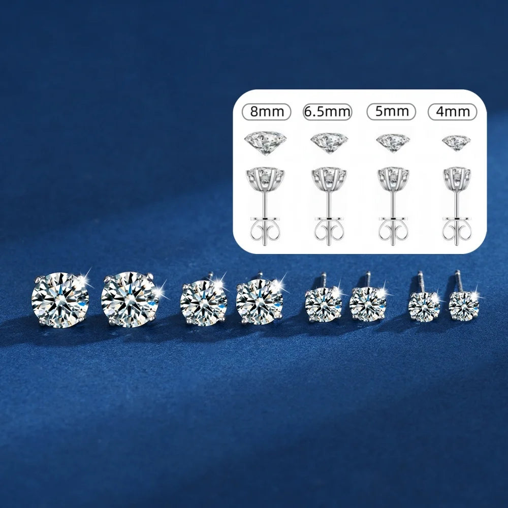 Jewelry for Women Moissanite 4 mm 5 mm 6.5 mm 8 mm Plated Jianyue Si Prong Setting S925 Silver