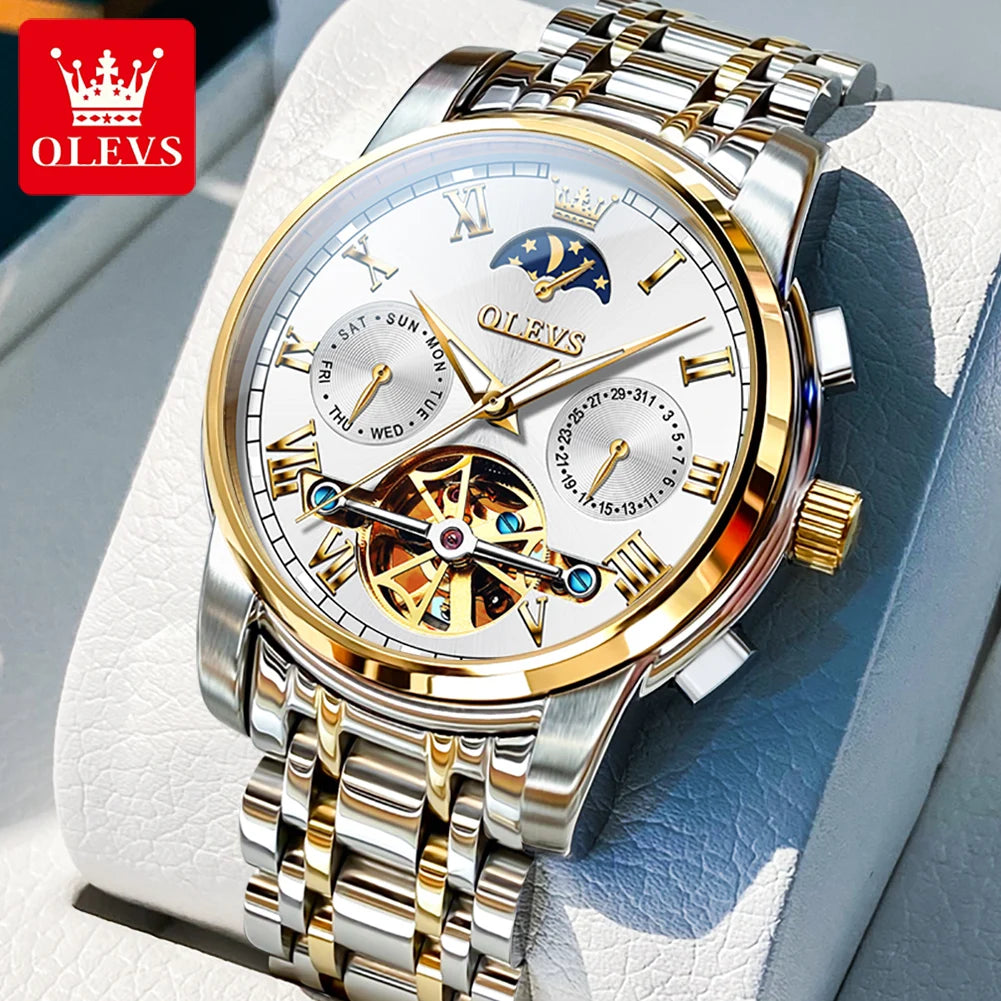 OLEVS 6617Montre Homme Watch Custom LOGO Water Resistant Feature Stainless Steel Strap Watch for Men's Fashion  Business