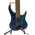 Carbonized Maple Chameleon Blue Headless 7 Strings Electric Guitar Alder Wood Glossy Surface 22 Frets HH Pickup Foam Case Fast