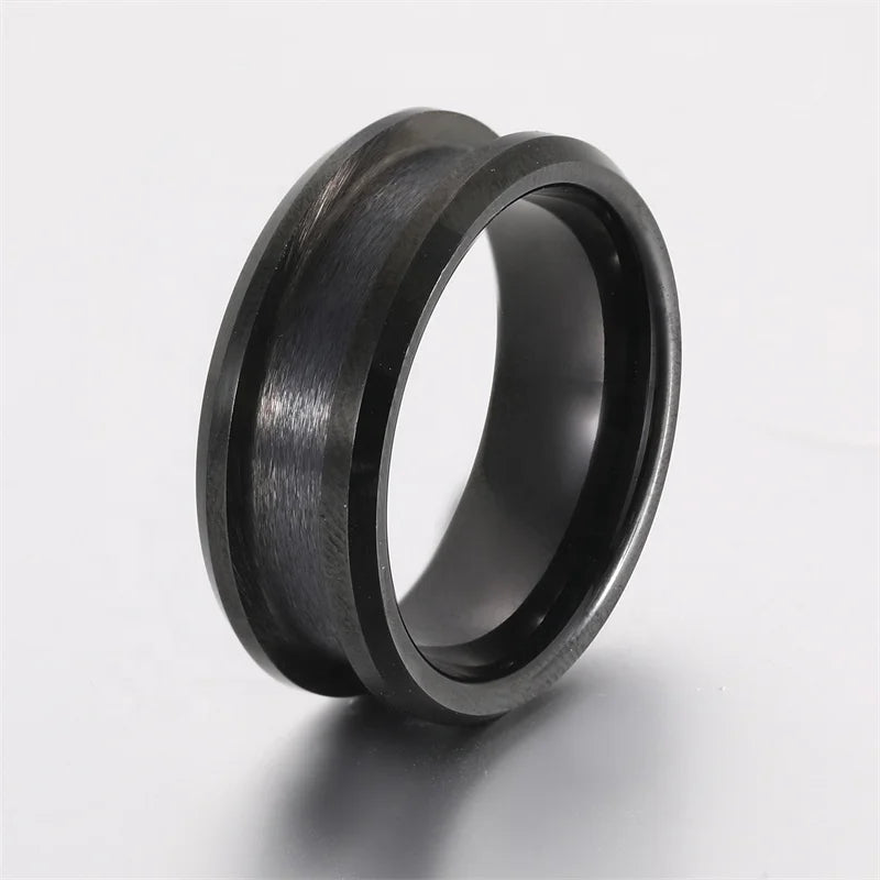 OAHLAN Fashion Jewelry 4/6/8mm Single Grooved Black Plated Tungsten Carbide Ring Blank for Wedding Jewelry Making