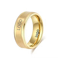 ShuoyeW 8mm Stainless Steel Ring Silver Black Gold Matte Brushed Double Step Basic Stainless Steel Ring Finger Ring Jewelry 792