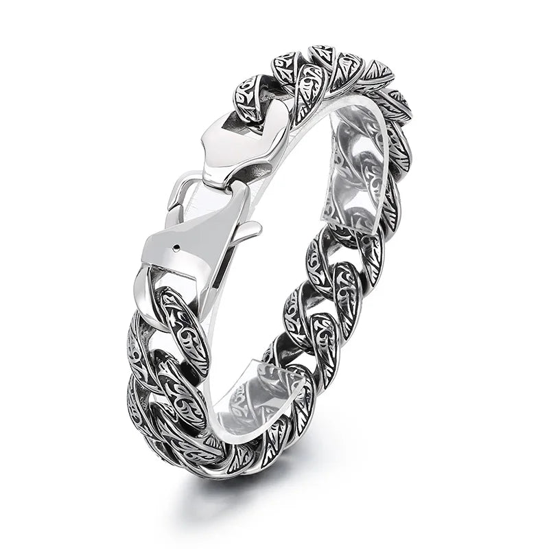 KALEN 2019 Wholesale 316L Steel Punk Curb Link Chain Male Bracelet