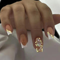 Custom Luxury Wholesale French Square Glitter Powder Fake Nails Vendor Press on Nails