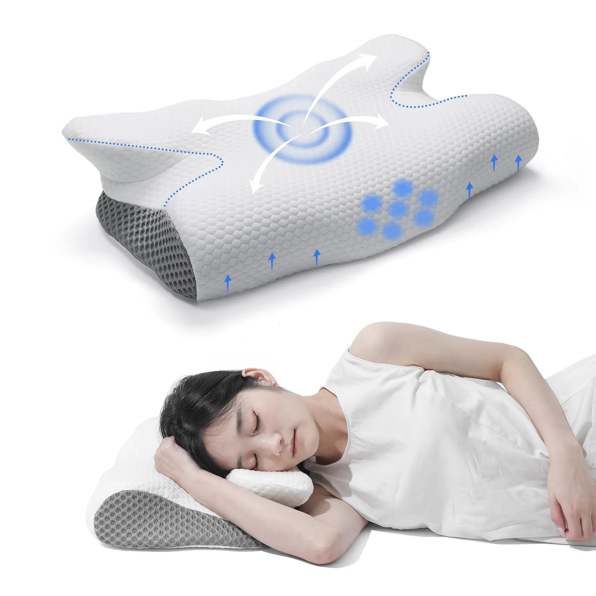 2024 Customized Design Pillows Sleeping Removable Cover Wave Memory Foam Orthopedic Cervical Pillow
