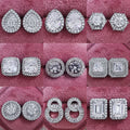 Heart Square Round Cut Inlaid Stone Clear CZ Earrings Women Daily Wear Wholesale Cheap Stud Earrings
