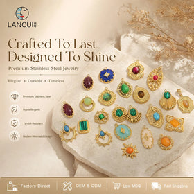 Bohemian Style Jewelry Making Charm Natural Stone Inlaid Stainless Steel Pendant Accessories for Fashion Jewelry Making