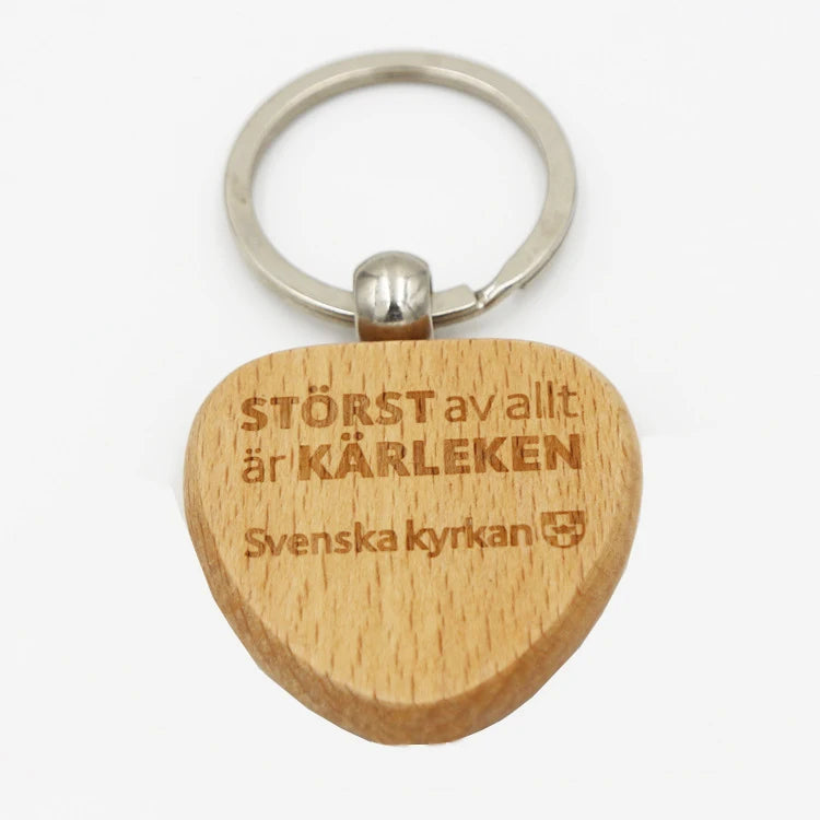 Custom Laser Engraved Leather Keychain with Wooden Key Ring Personalized Key Tags for Best Gift Craft Customizable Laser Logo