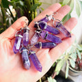 Selling crystal necklace bracelet natural healing amethyst double terminated point pendant