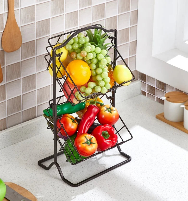 Eco-Friendly Metal Kitchen Vegetable Fruit Storage Rack Quality Organizer Container