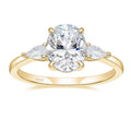 OAHLAN14k Gold Plated Luxury 925 Sterling Silver Ring 3CT Zircon 3-Stone Oval Cut Wedding Ring Promise Engagement Band for Women