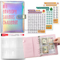 New Product Ideas Holographic Leather 100 Day Envelope Money Savings Challenge Binder With Erasable White Board Marker