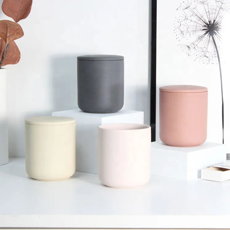 8oz Ceramic Candle Container Matte Color Clay Ceramic Candle Holders Lanterns & Candle Jars