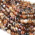 Beads for Jewelry Making Striped Agate Stone Loose Bead Round Semi-Precious Gemstone