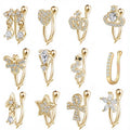 Gaby New Arrive Clip on Faux Nose Ring Cuff Flower Crown Design Nose Cuffs  Nose Ring Non Piercing Jewelry
