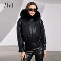 2025 New Fashion Detachable Hooded Fur Splicing Lining Winter Short Pu Leather Cotton-Padded Coat